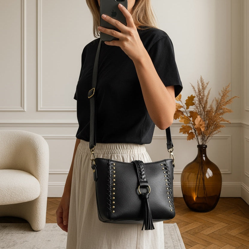 Sac bandoulière noir Luna